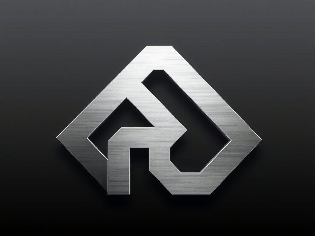 Abstract symbol combining a subtle 'R' and a storefront shape, metallic silver and white, minimalist, high-end, photorealistic, 8k, transparent background.
